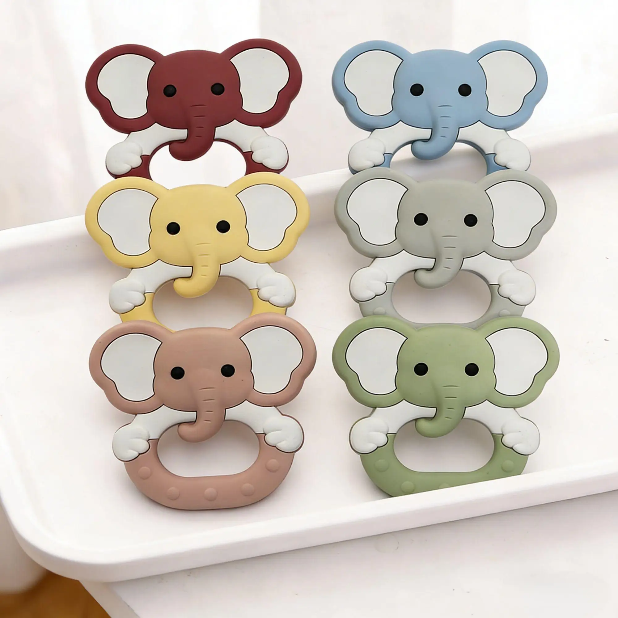 1PC Cute Baby Silicone Elephant Teether Food Grade Safe Teether Cute Cartoon Toys Teething Gift Oral Care Pacifier Chain Making
