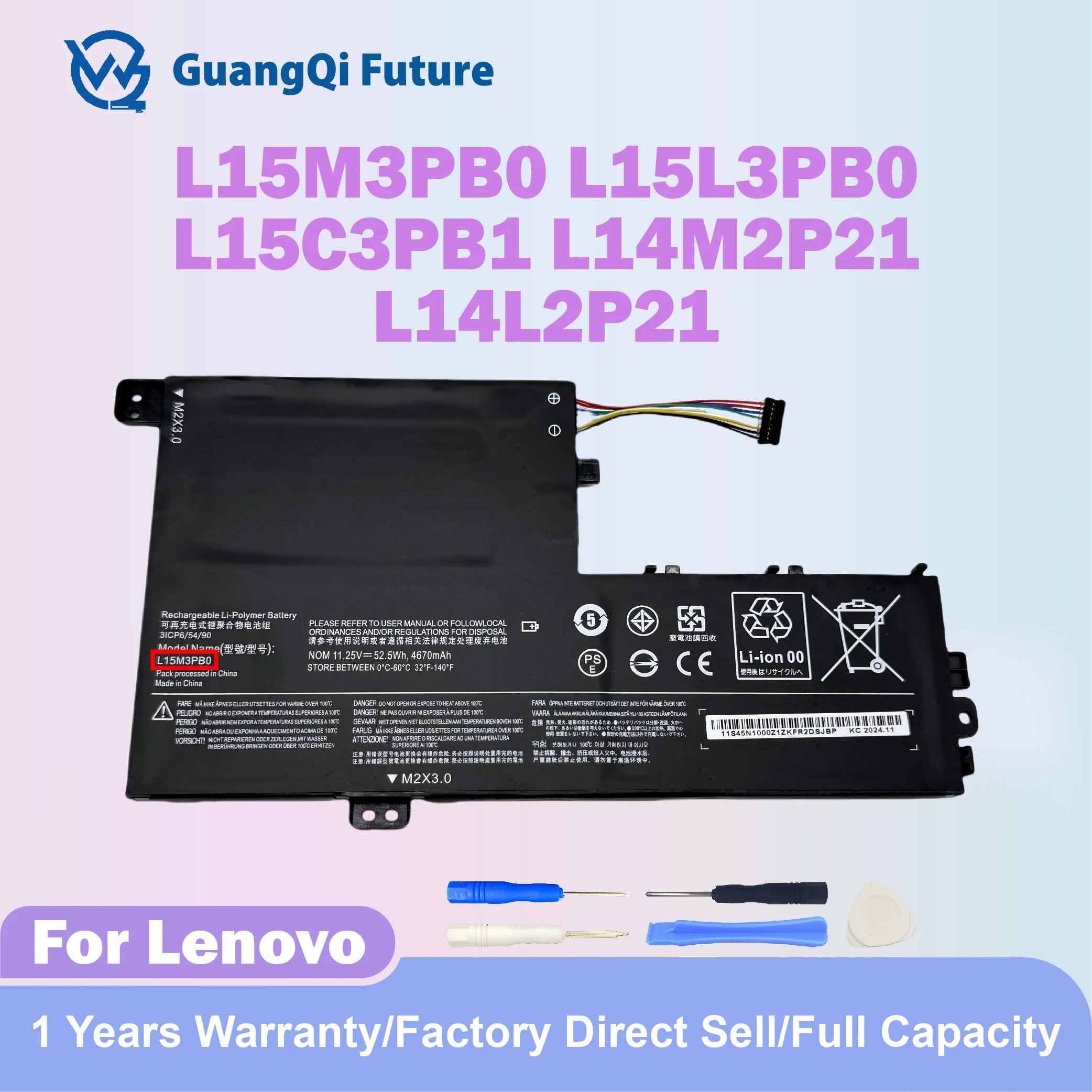 

L15M3PB0 11.25V 52.5Wh Laptop Battery Compatible with Lenovo IdeaPad 330S-14AST 330S-14IKB 330S-15ARR Series L15L3PB0 L15C3PB1