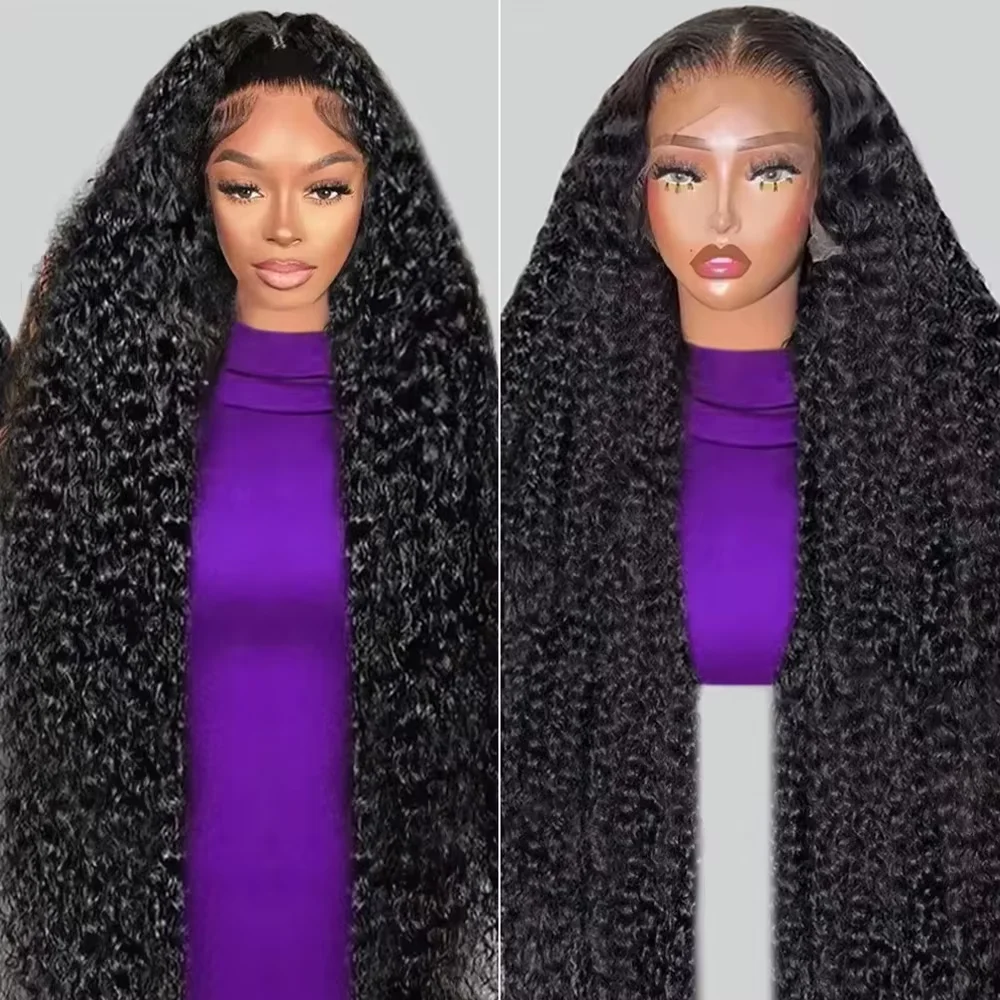 

Natural black Human Hair Deep Wave Wigs 13x4 13x6 HD Transparent Lace Full Frontal Wigs Curly Wigs For Women 220% Density