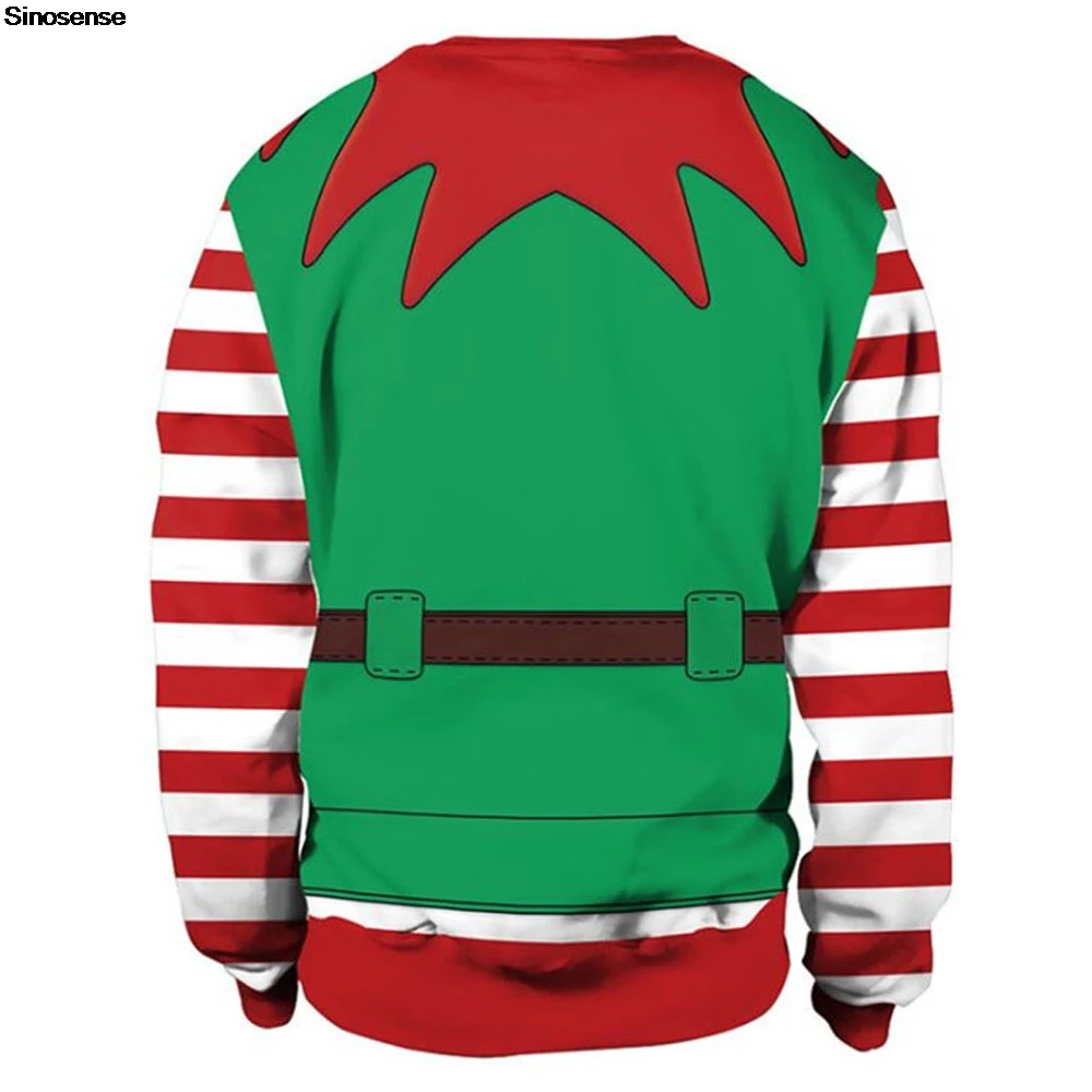 Mężczyźni Kobiety Sylwester Xmas Bluza 3D Świąteczny Elf Nadruk Brzydki Świąteczny Sweter Unisex Pullover Holiday Party Jumper Top