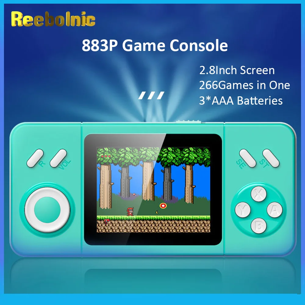 

Reebolnic 883P Game Console 2.8Inch IPS Screen 266Games In One 3*AAA Batteries AV Output Retro Video Game Console Boys Gifts