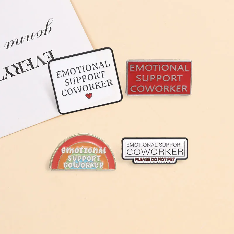 Emotional Support Coworker Enamel Badge Warm Self Hug Self-healing Pins Funny Office Quotes Sarcastic Brooches Jewelry Gifts