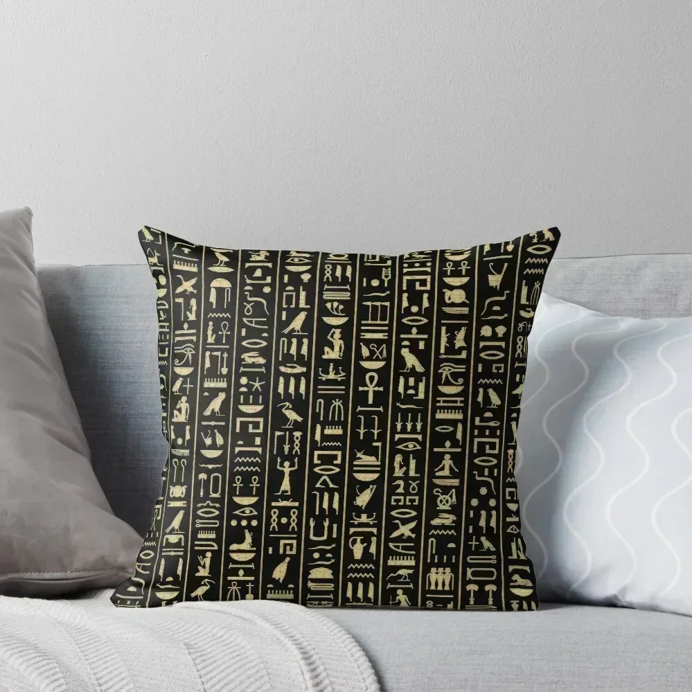 

Black & Gold Hieroglyphics Throw Pillow covers for pillows Custom Cushion Photo christmas ornaments 2025 pillow