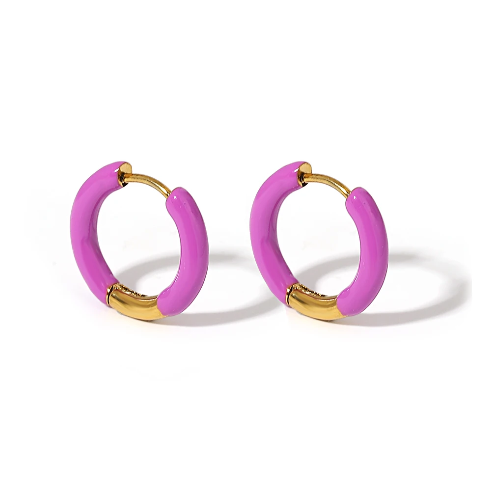 Kleurrijke neon emaille Huggie hoepels oorbellen roestvrij stalen sieraden voor vrouwen Dopamine kleine oor manchet piercing dikke sieraden