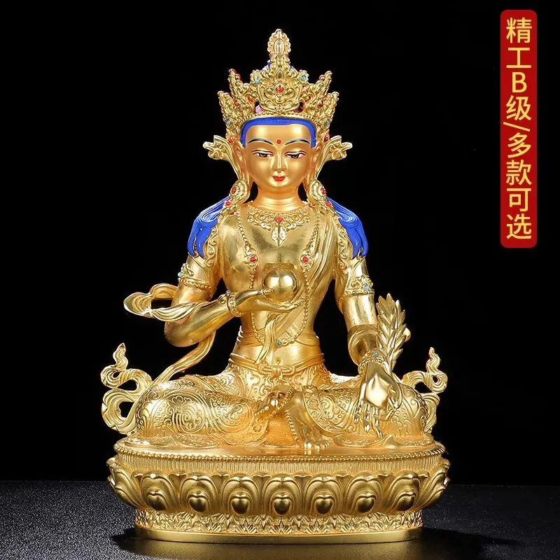 Gilt Bronze Ksitigarbha Bodhisattva Statue, Tantric Home Worship Temple Ornament7Inch1Statue of the Dharma Treasure Bodhisattva