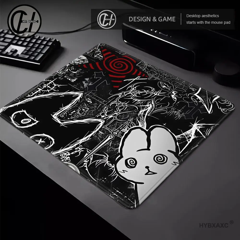 Black Cat Illustration Mouse Pad HD Resolution Rubber Non-Slip Office Game Table Mat Keyboard Mousepad for Computer Desk