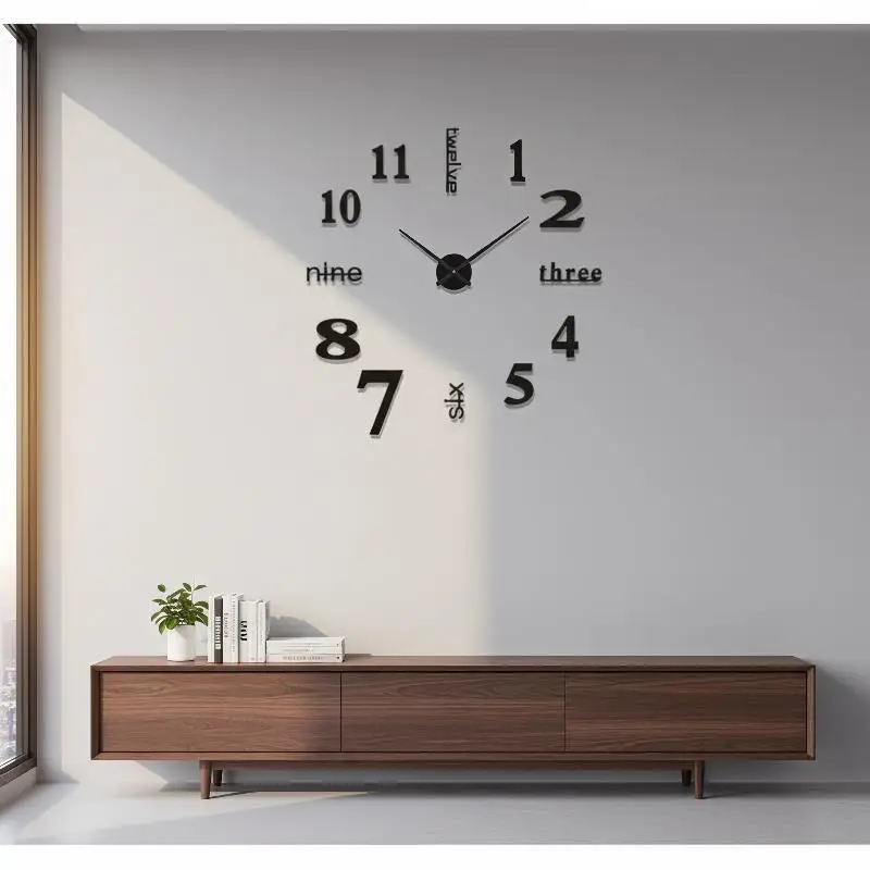 2D 3D Large Mirror Wall Clock Stickers DIY Acrylic Quartz Clocks for Cafe Bar Office Home Wall Decoration
