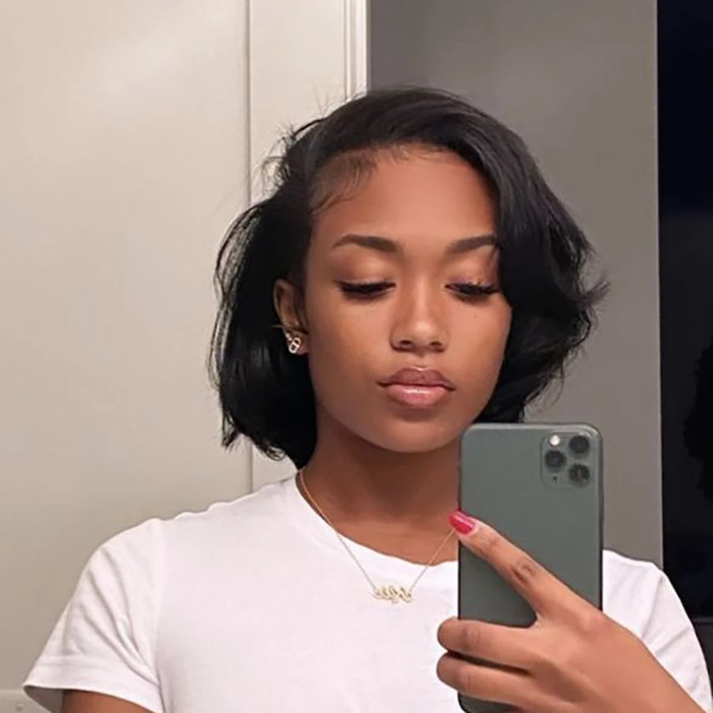 브라질산 인모 가발 짧은 곱슬 픽시컷 가발 흑인 여성용 기계 제작 캡 미리 뽑은 레이어드 곱슬 가발 바로 착용 가능