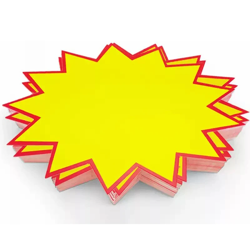 Étiquettes de prix de carte jaune, 100 pièces, étiquettes de prix de marchandise, étiquettes de magasin, autocollants publicitaires promotionnels, vente au détail et commerciale