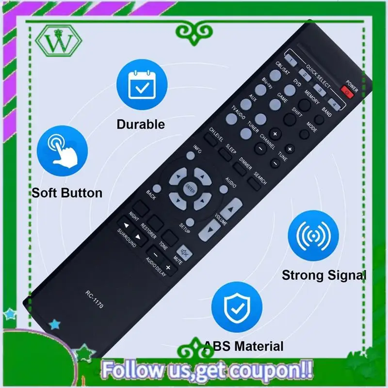ABIK-For DENON Receiver AVR-E200 AVR-X500 AVR-1612 AVR-1622 Compatible RC-1170 Replacement Remote Control