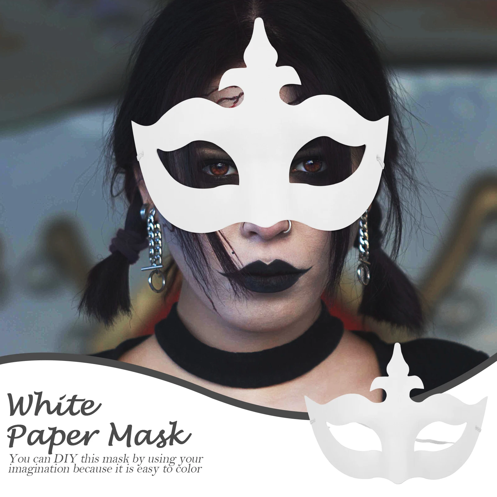 6 قطعة أقنعة ورقية بيضاء مرسومة باليد فارغة للحفلات التنكرية ملحقات تنكرية غير مطلية لتزيين الحفلات والنشاط المدرسي #6