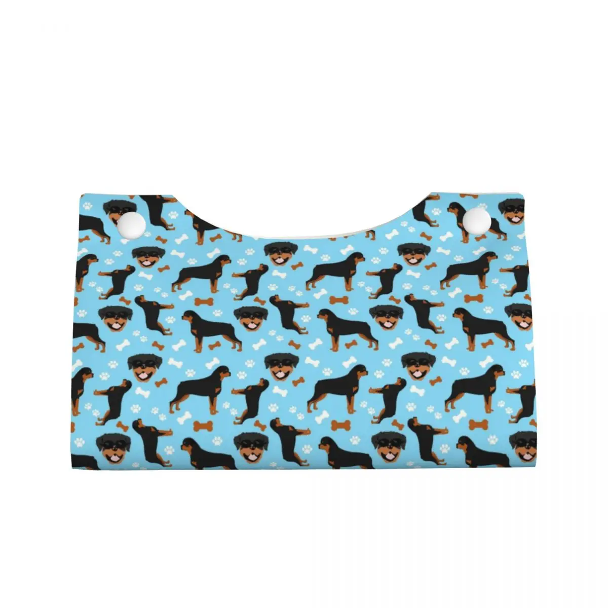 Custom Rottweiler Dog Breed Tissue Box Cover Rectangular PU Leather Animal Facial Tissues Holder for Car