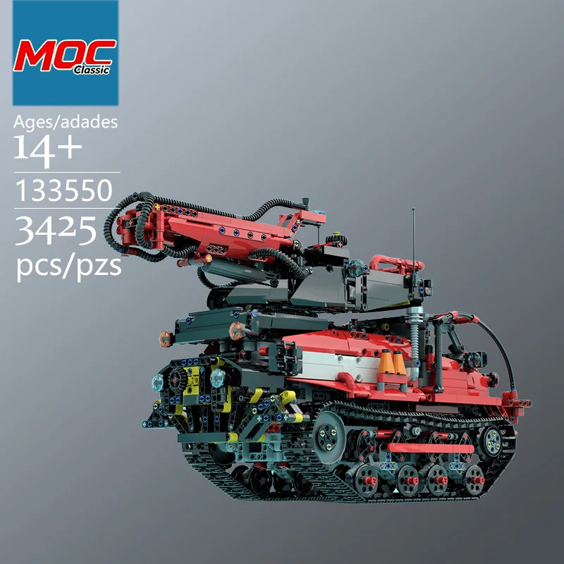 Specially Customized MOC Tracked Fire Truck Technic Model - Trendy Educational Toys, Top Choice Gift for Casual Building Games