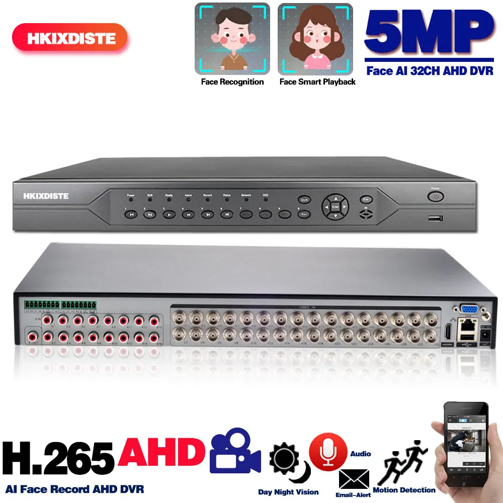 4K 32CH Hybrid 6 in 1 NVR TVI CVI AHD CCTV DVR Recorder  32 Channel 5MP Security Surveillance Video Recorder XMEYE H.265 16CH