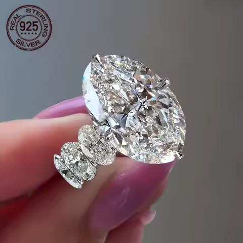 Fashion Luxury 925 Silver Oval 8.5ct Diamond Zircon Wedding Bridal Ring For Women Hidden Halo Wide Band Jewelry Celebrity Style