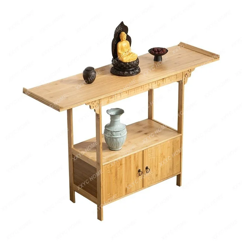 T New Chinese Style Altar Solid Wood Porch Household Minimalist Modern Worship God of Wealth a Long Narrow Table Buddha Shrine