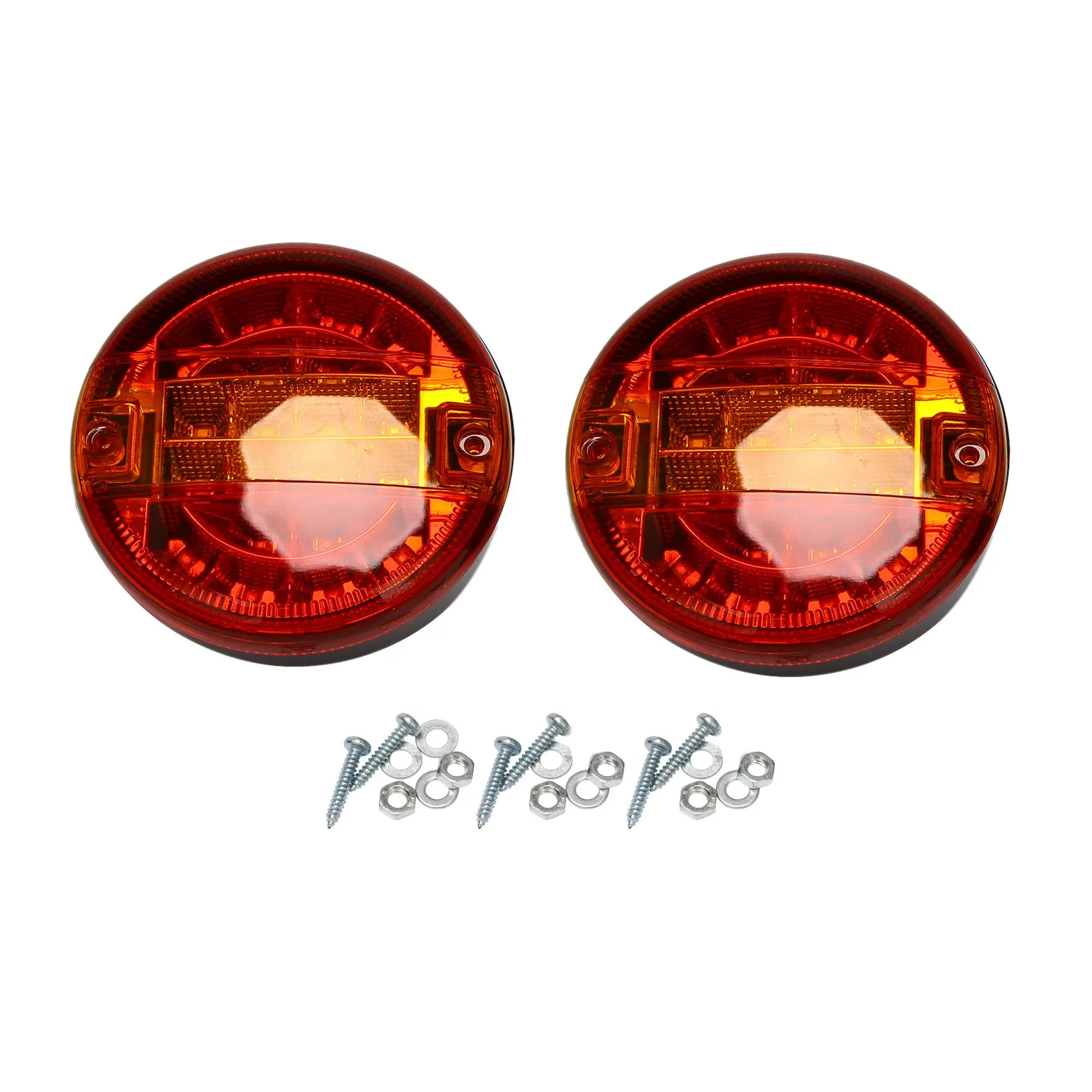 2X 5 Inch Led Round Hamburger Tail Lamp Led Trailer Tail Light for Lorry Truck Car Van Trailer