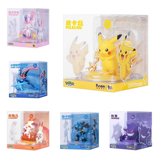 Pokemon 6 styl oryginalna Lucario Pikachu Gengar Greninja Model lalki ozdoba Anime figurka zabawki dla dzieci prezent urodzinowy