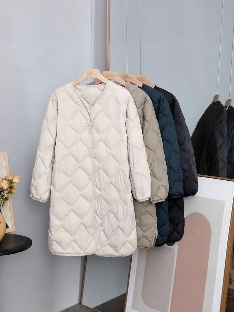 

Осень-зима 2022, новый женский пуховик средней длины, элегантный женский теплый облегающий универсальный пиджак с подкладкой, пальто