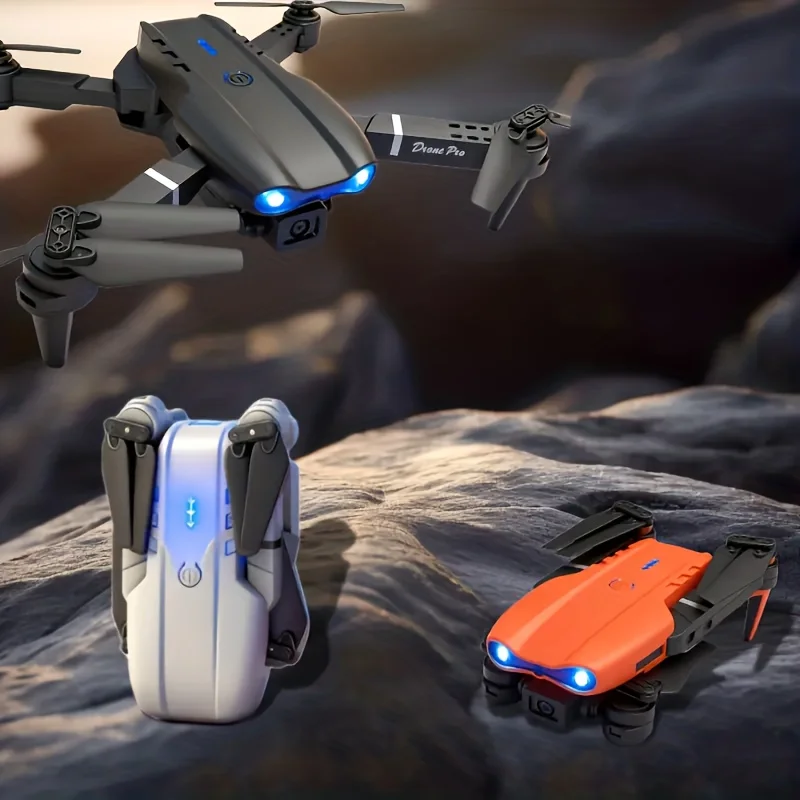 Drone pieghevole E99Pro, dotato di doppia telecamera ad alta definizione e funzione per evitare ostacoli, telecomando con motore brushless