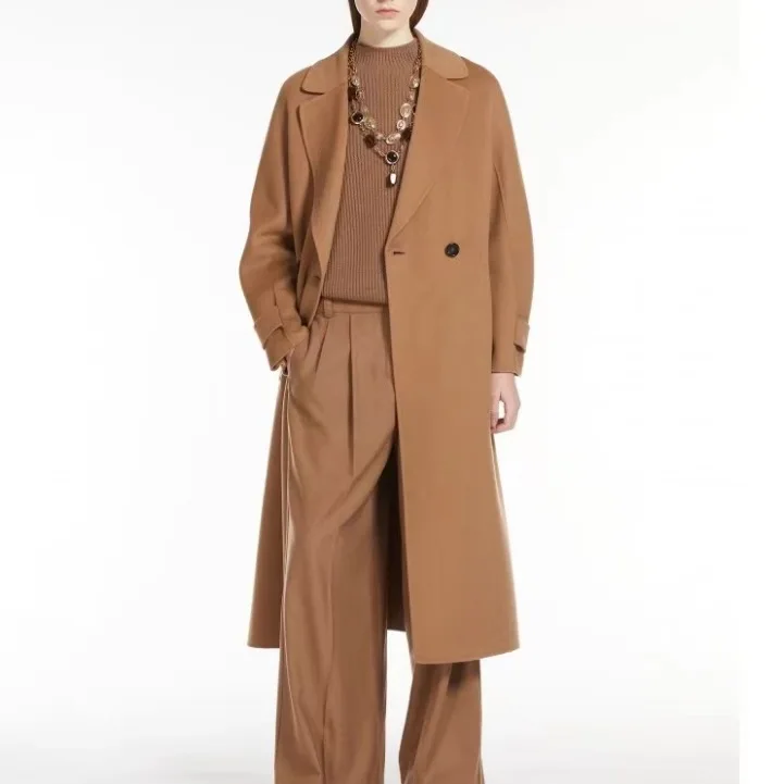 Withered Sheep Wool Double-sided Woolen Temperament Medium Long Slim Fit Coat Jacket Woman Clothes Tops