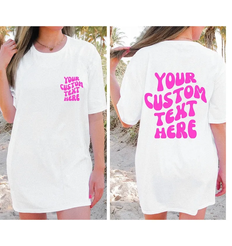 Custom Tshirt for Women Men Photo Text Image Couple Front and Back Print Shirt Your Custom Logo Shirts Personalized loos Tshirt view 3