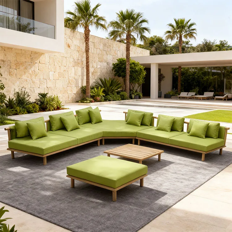 Modern Aluminum Outdoor Villa Courtyard Hotel Patio L-shape Garden Sectional Sofa Set Waterproof Durable