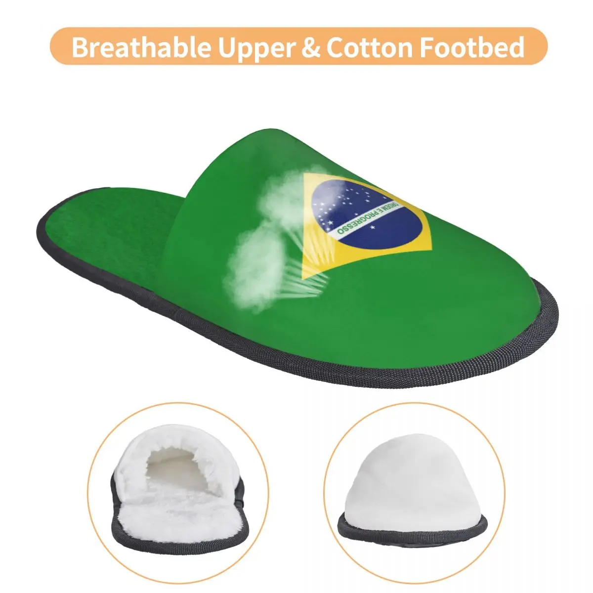 Indoor Slippers Brazil Flag Plush Slipper Autumn Winter Shoes House Flat Floor for Bedroom