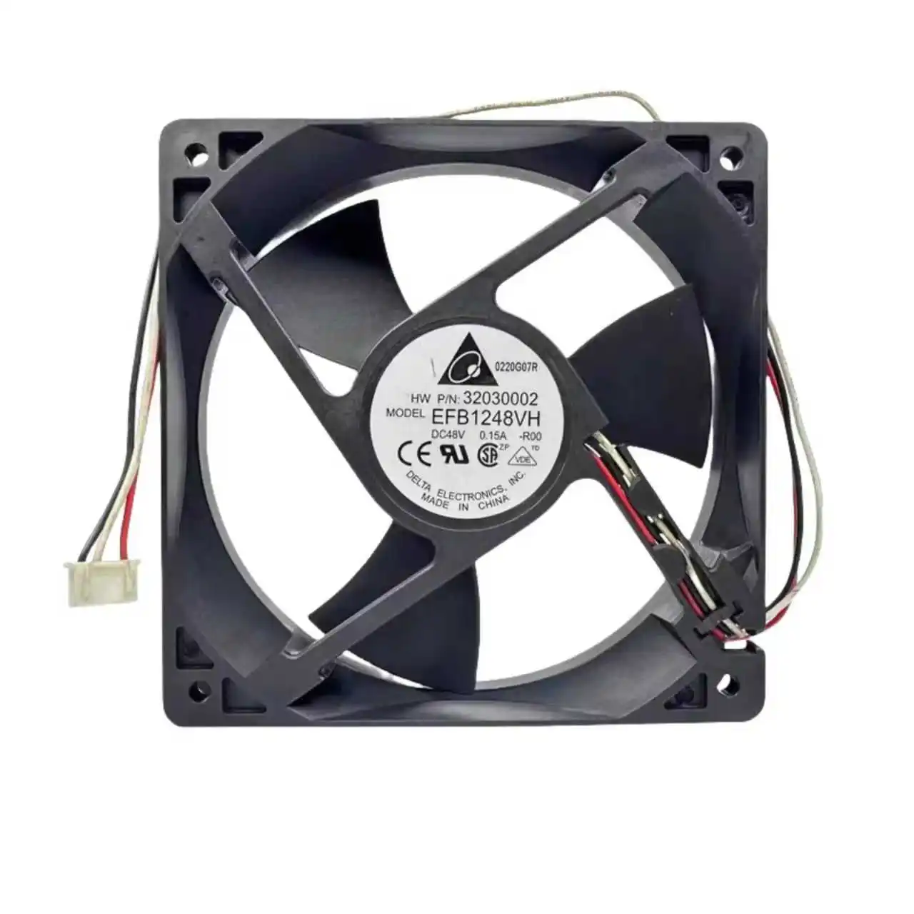 for Delta EFB1248VH 48V 0.15A Cooling Fan - 120x120x25mm, 3400RPM, 3-Wire, Dual Ball Bearing, 75CFM for Industrial Equipment