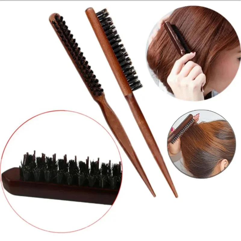 Boar Bristle Hair Curls Brush Wooden Round Hairstyling Brush For Hair Curling Pro 1 Piece Salon Hair Brush Comb BB-909