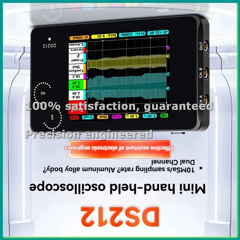 

DS212 Digital Oscilloscope 2 Channels 10MSa/S Max Sampling Rate Mini Smart Handheld Osciloscopio for Car Repairing-ABWO