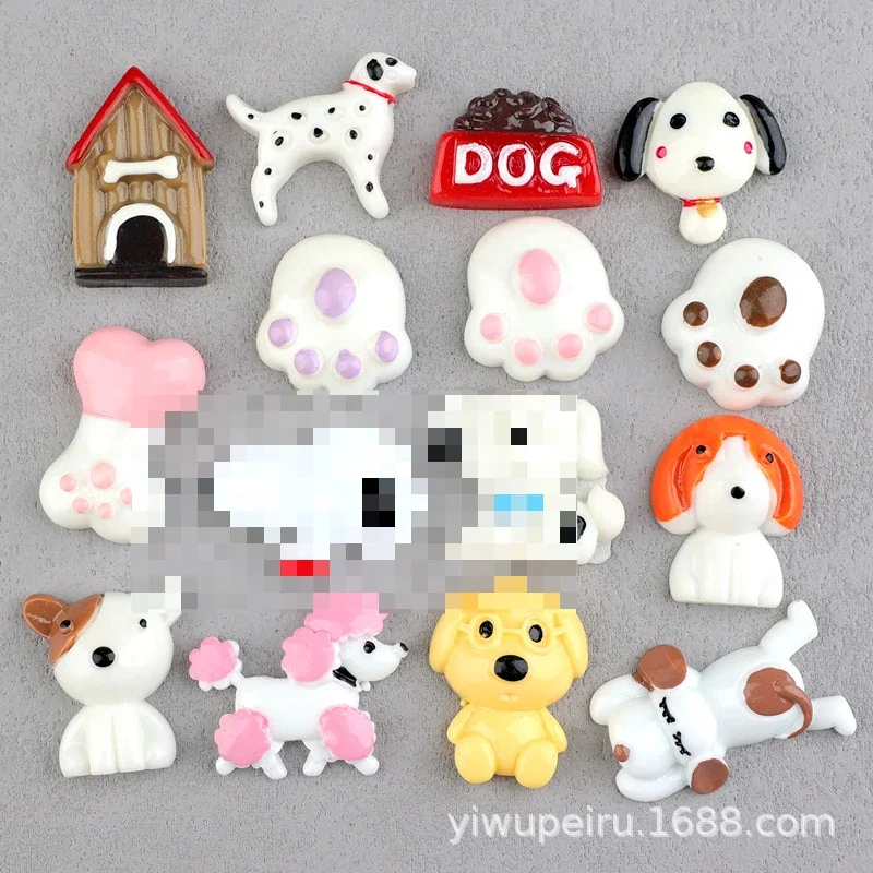 5Pcs cute dog house dog food animal resin flatback diy kawaii resin accessories crafts materials scrapbooking embellishment