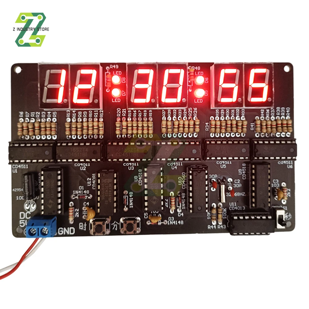 DC4.5V-5.5V 6-bit Digital LED Display Electronic Clock Production Suite DIY Self Assembly and Soldering Spare Parts Kit