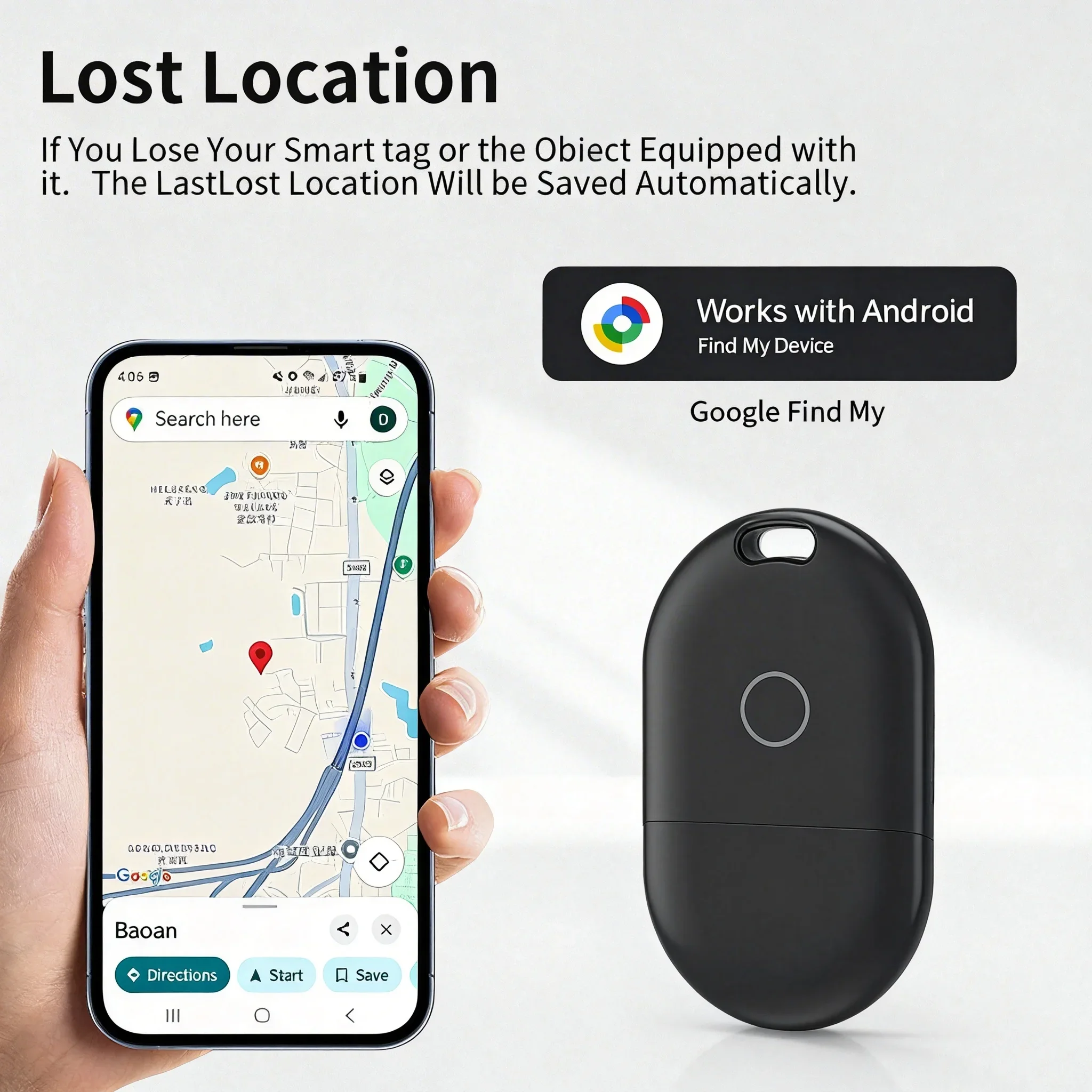 Air Tracker Tag for Android -Android Only Smart Tag & Item Finder Ultra-Long Battery Works with Google Find My Device |Find Keys