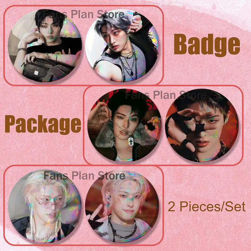 Singer Song M-Mingi Brooches Backpack Accessories 25,32,44,58,75mm Round Enamel Pins 2-piece Set Cartoon Anime Fan Merchandise