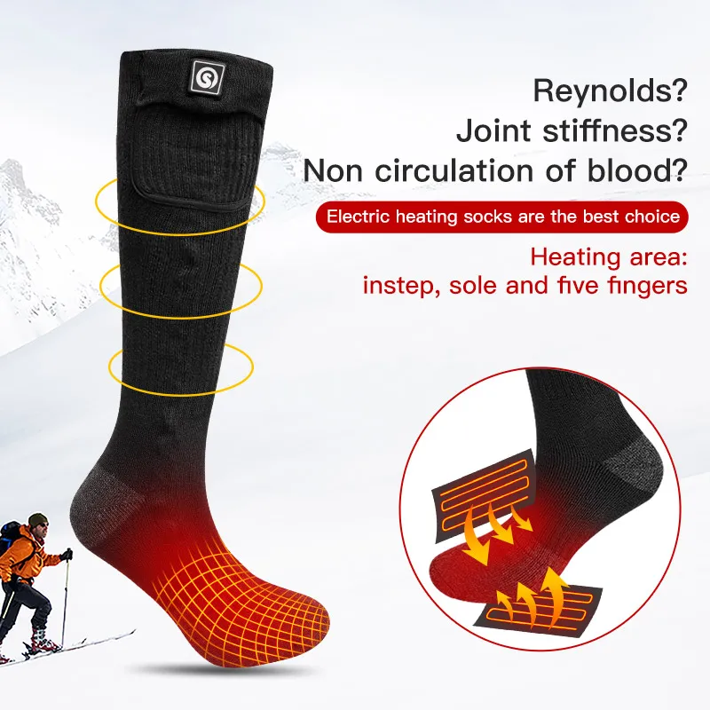 SNOW DEER-Rechargeable Electric Heated Socks for Men and Women, Snowboards Stocking, Thermos with Warmer Foot, Winter