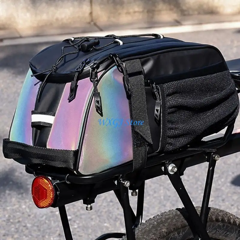 

37JE Reflective Cycling Bike Rack Bag Safe and Fashionable Storage Rear Seats Bags Carriers for Long Rides Activities