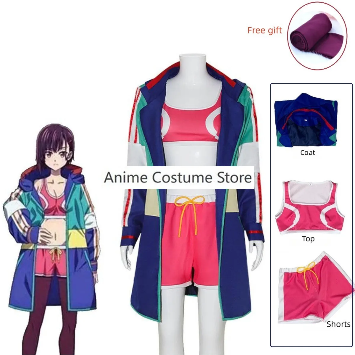 Anime Zom 100 Shizuka Mikazuki Cosplay Costumes Wig Hoodie Jacket Outfit Bucket List of The Dead Halloween Party Role Play Suits