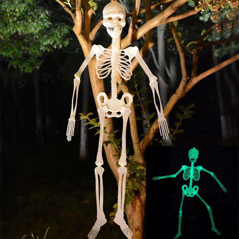 1pc 32cm Luminous  Skeleton Body Scary Halloween Toy Haunted House Tricky Prop Adornos De Halloween 2024