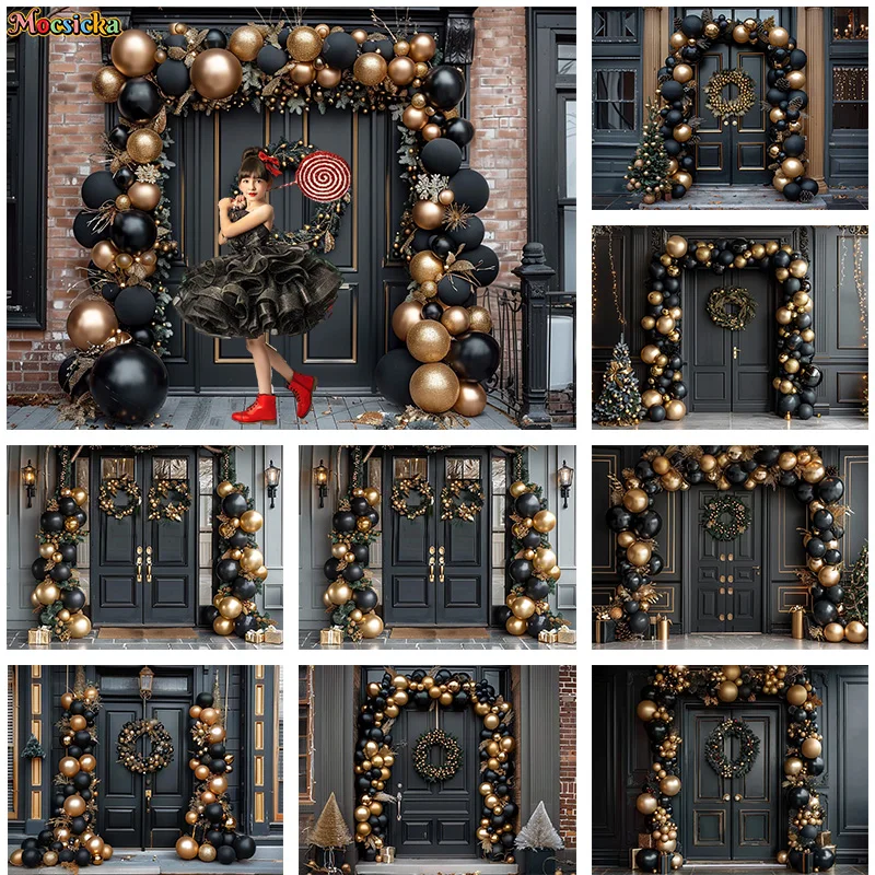 

Mocsicka Photography Backdrop Christmas Party Xmas Wreath Balloon Background Kid Birthday Family Photo Cake Smash Photo Banner