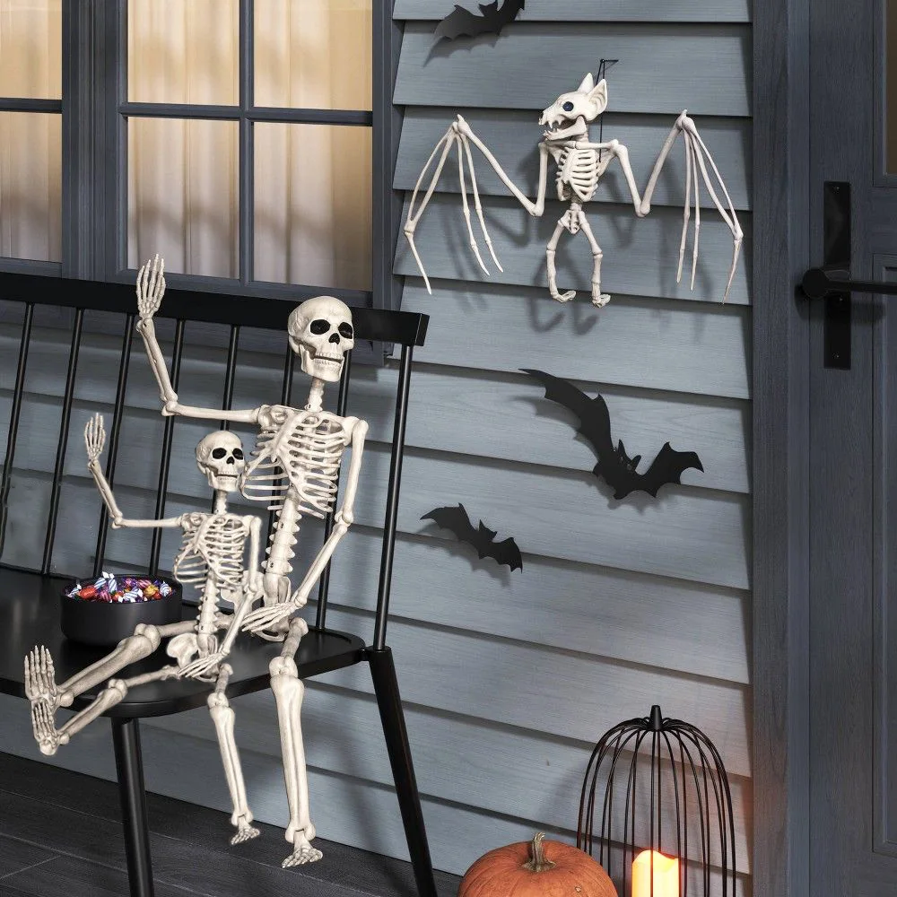 1/2pcs Halloween Skull Bat Skeleton Human Shape Bones Halloween Party Supply Home Garden Decoration Haunted House Horror Props