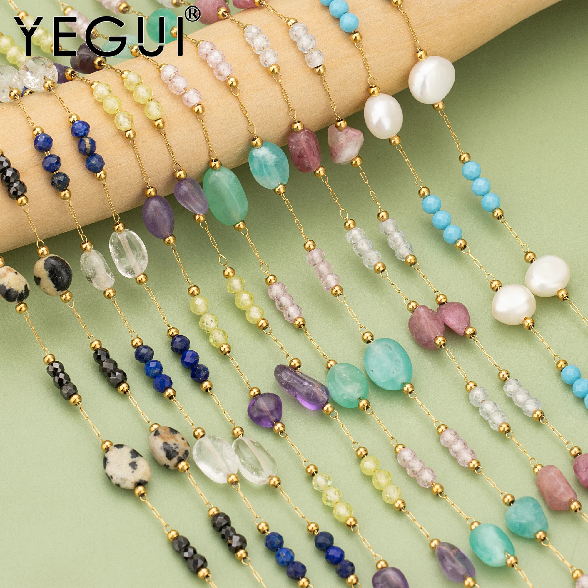 YEGUI C382,chain,stainless steel,nickel free,natural stone,hand made,charms,diy bracelet necklace,jewelry making,1m/lot