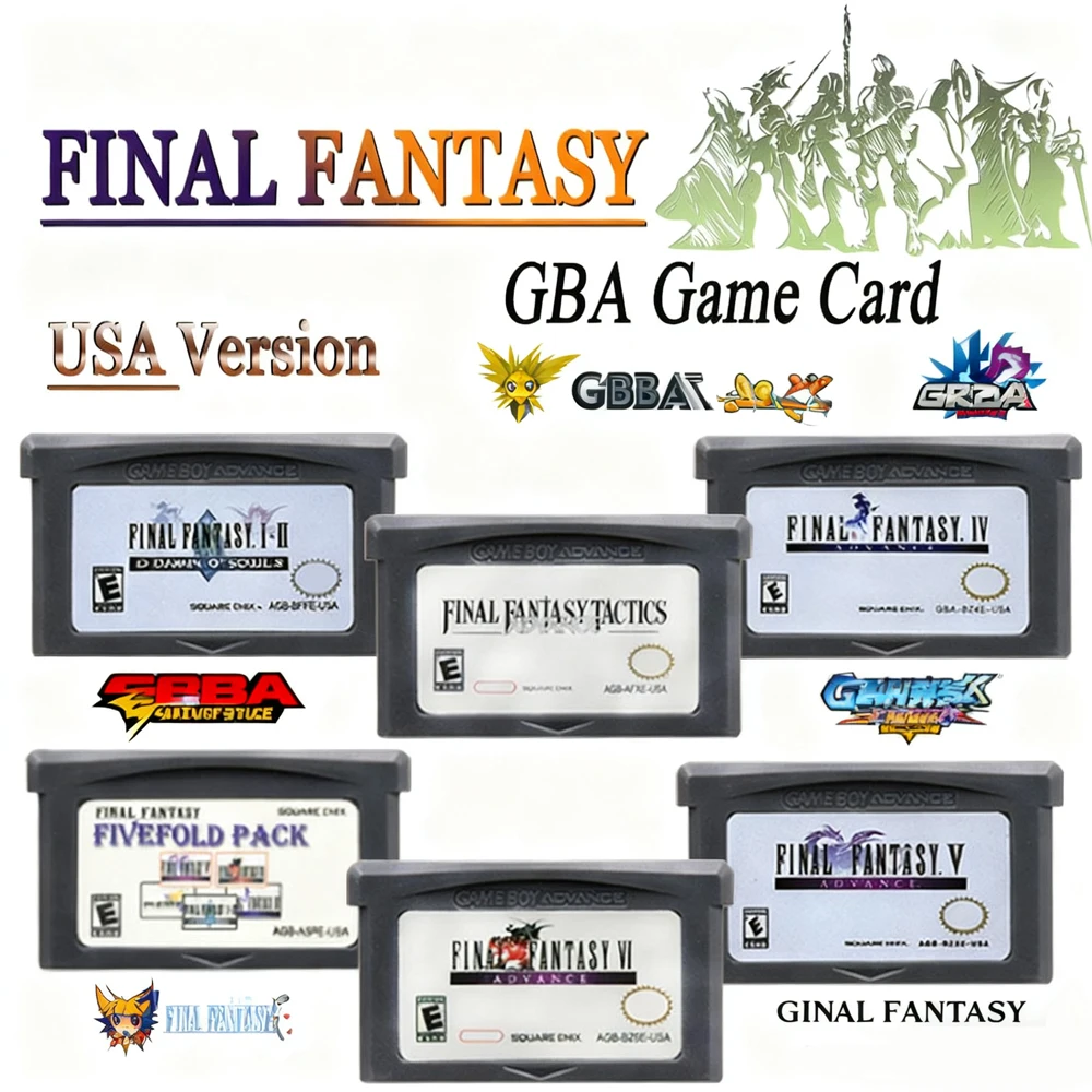GBA لعبة سلسلة 32 بت لعبة فيديو خرطوشة وحدة التحكم بطاقة فاينل فانتسي IV فاينل فانتسي V VI متعدد اللغات
