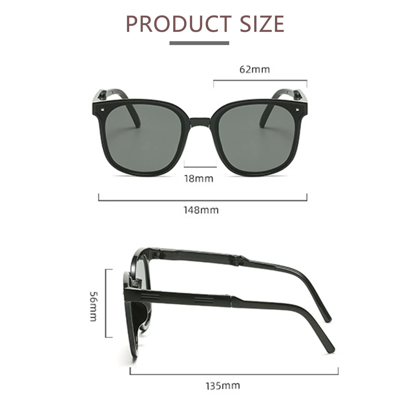 Folding Sunglasses For Unisex Korean Style Oversized Round Full Frame Eyeglasses