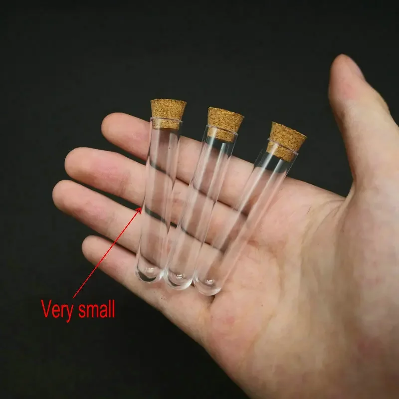 50pcs 12x60mm Lab Clear Plastic test tube with Cork Cap Stopper Round bottom Laboratory or Wedding favours Spice Tube