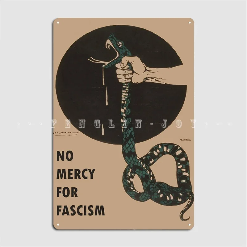 No Mercy For Fascism Vintage Wwii Design Metal Sign Cinema Garage Bar Cave Vintage Wall Decor Tin Sign Posters