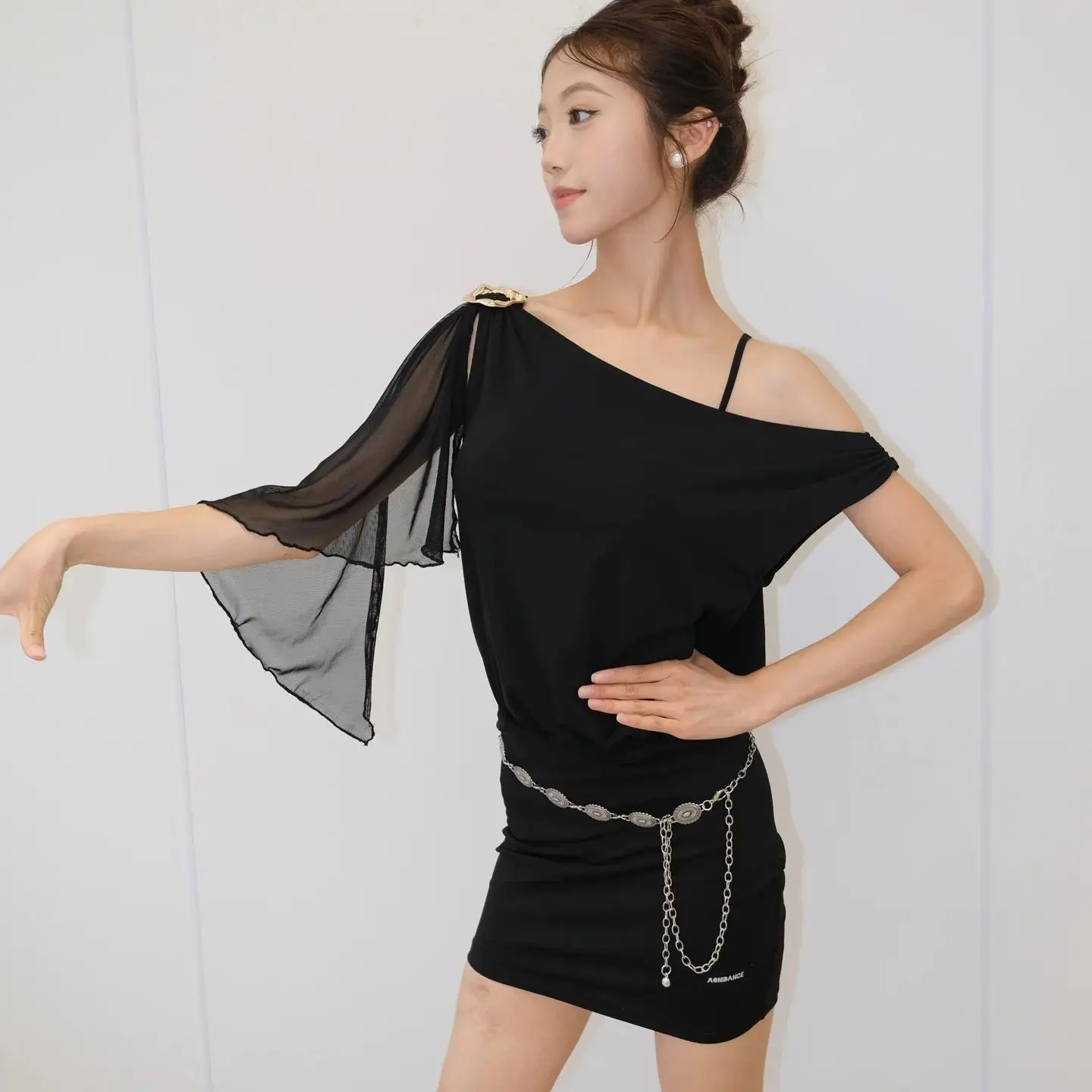 2025 vestido de baile latino Sexy, disfraces de actuación para mujer, vestido con hombros descubiertos y espalda descubierta, ropa de práctica de baile femenina DN21849