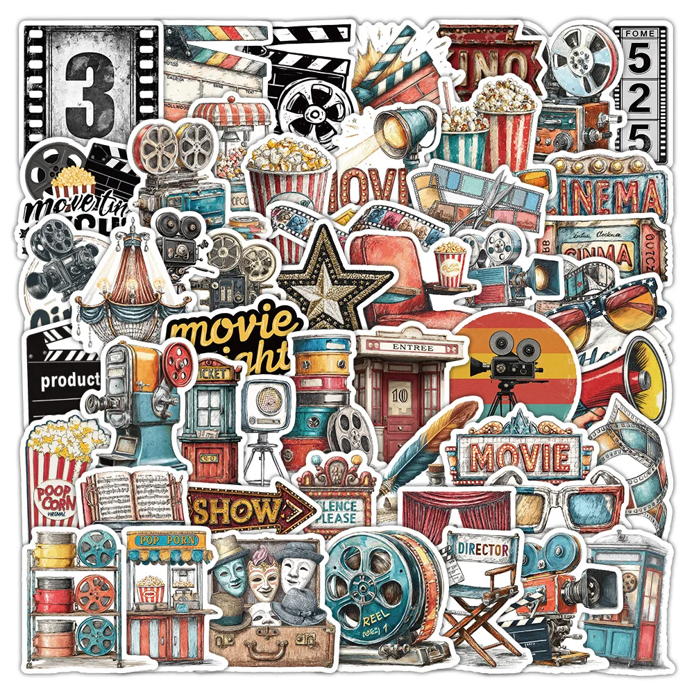 50/100 Stück Retro-Film-Graffiti-Aufkleber Popcorn-Rolle Kreative Dekoration Schreibwaren Notizbuch-Aufkleber