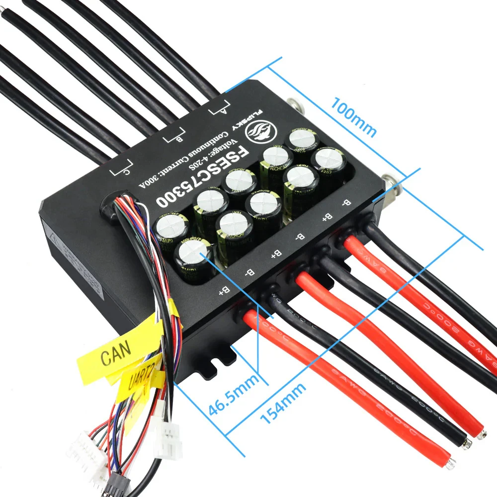 Flipsky FSESC 75300 84V 高電流 350A ESC（VESCベース）アルミケース水冷エンクロージャー付き E-フォイル格闘ロボット用