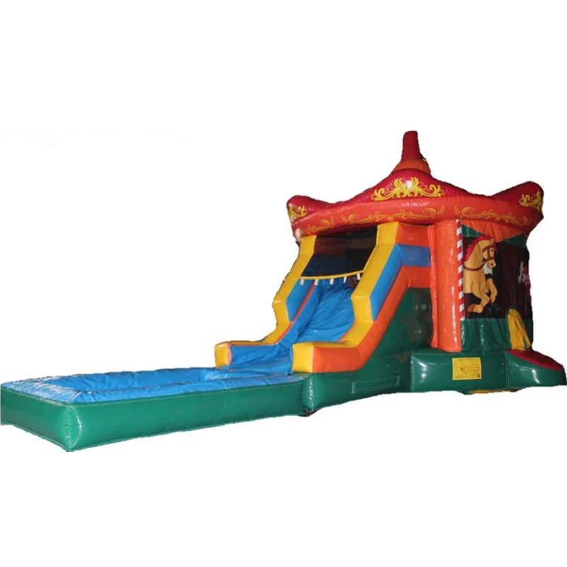 Inflatable Carousel Combo with Waterslide and Pool